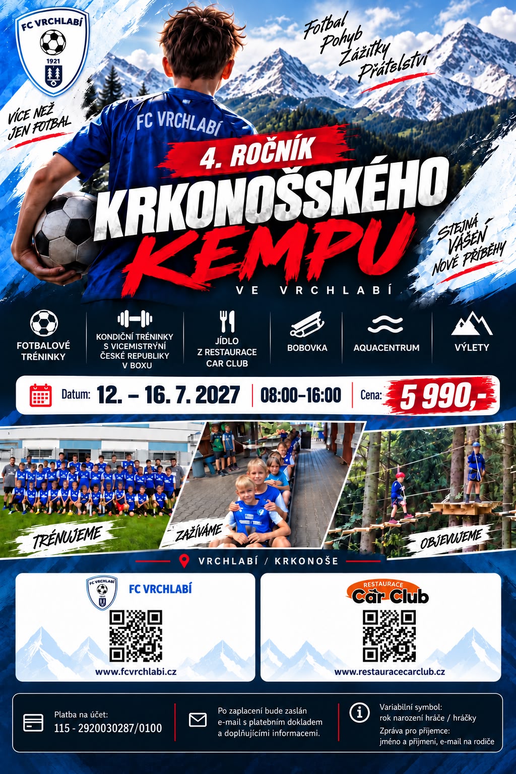 4. ročník Krkonošského kempu – varianta za 5 900 Kč