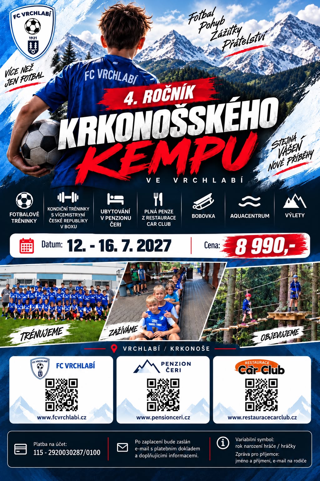 4. ročník Krkonošského kempu – varianta za 8 900 Kč